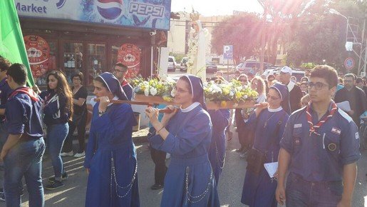 Marial procession with group "faith and light" - Jbeil